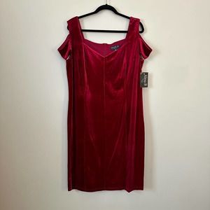 Alexa B Red Velvet Knee Length Dress- Size 18W Christmas Party